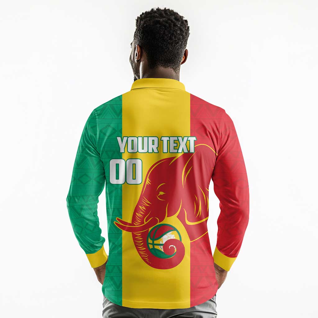 Afro Basketball Custom Guinea Long Sleeve Polo Shirt Syli Nationale African Pattern - African Pride