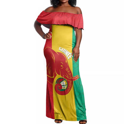 Afro Basketball Custom Guinea Off Shoulder Maxi Dress Syli Nationale African Pattern - African Pride