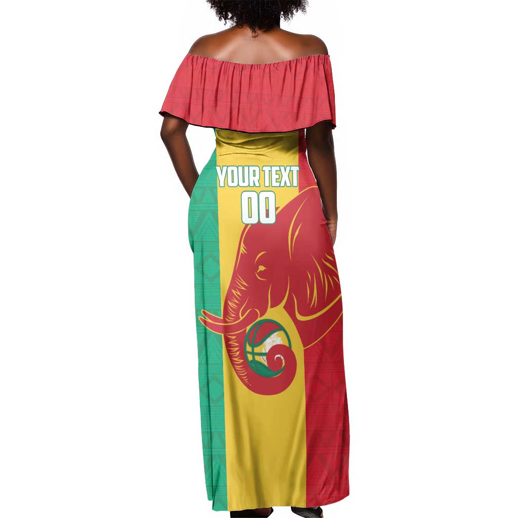 Afro Basketball Custom Guinea Off Shoulder Maxi Dress Syli Nationale African Pattern - African Pride