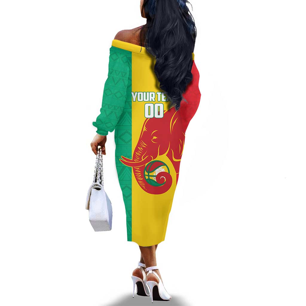 Afro Basketball Custom Guinea Off The Shoulder Long Sleeve Dress Syli Nationale African Pattern - African Pride
