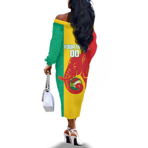 Afro Basketball Custom Guinea Off The Shoulder Long Sleeve Dress Syli Nationale African Pattern - African Pride