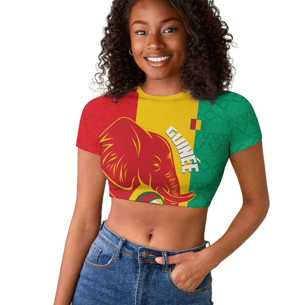 Afro Basketball Custom Guinea Raglan Cropped T shirt Syli Nationale African Pattern - African Pride
