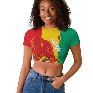Afro Basketball Custom Guinea Raglan Cropped T shirt Syli Nationale African Pattern - African Pride