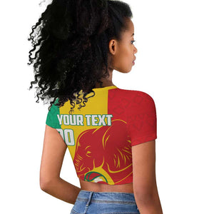 Afro Basketball Custom Guinea Raglan Cropped T shirt Syli Nationale African Pattern - African Pride