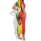 Afro Basketball Custom Guinea Short Sleeve Bodycon Dress Syli Nationale African Pattern - African Pride