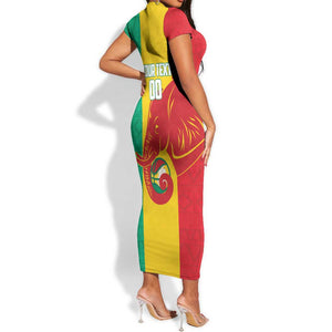 Afro Basketball Custom Guinea Short Sleeve Bodycon Dress Syli Nationale African Pattern - African Pride