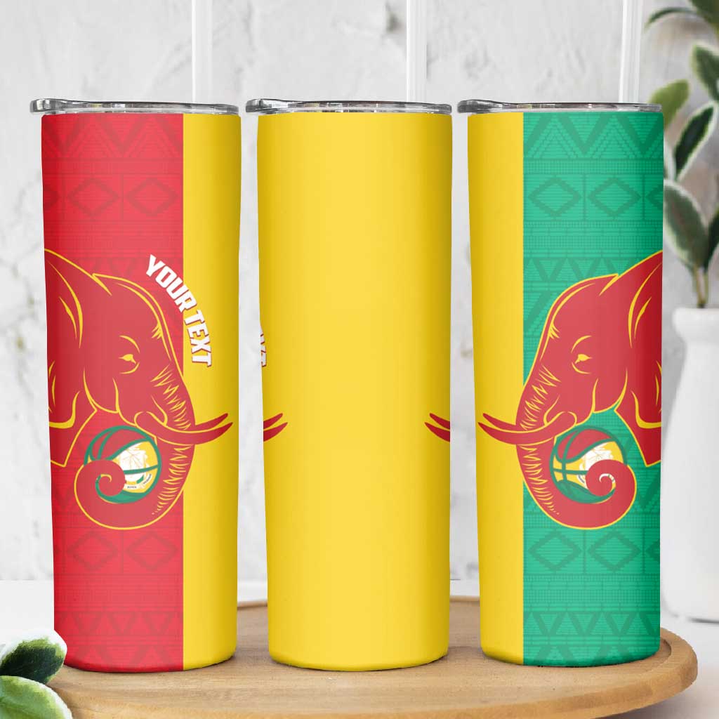 Afro Basketball Custom Guinea Skinny Tumbler Syli Nationale African Pattern - African Pride