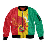 Afro Basketball Custom Guinea Sleeve Zip Bomber Jacket Syli Nationale African Pattern - African Pride