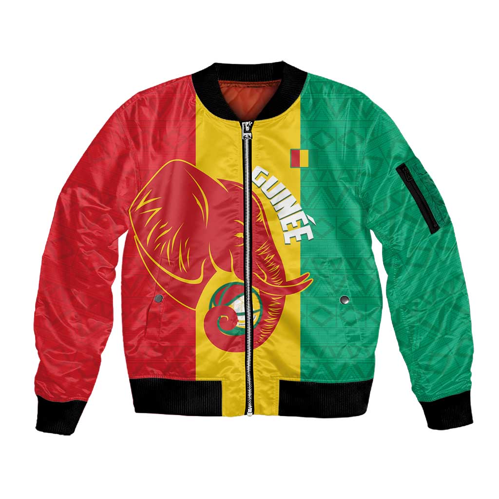 Afro Basketball Custom Guinea Sleeve Zip Bomber Jacket Syli Nationale African Pattern - African Pride