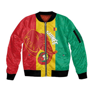 Afro Basketball Custom Guinea Sleeve Zip Bomber Jacket Syli Nationale African Pattern - African Pride
