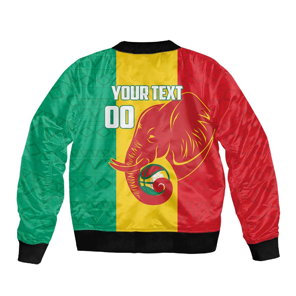 Afro Basketball Custom Guinea Sleeve Zip Bomber Jacket Syli Nationale African Pattern - African Pride