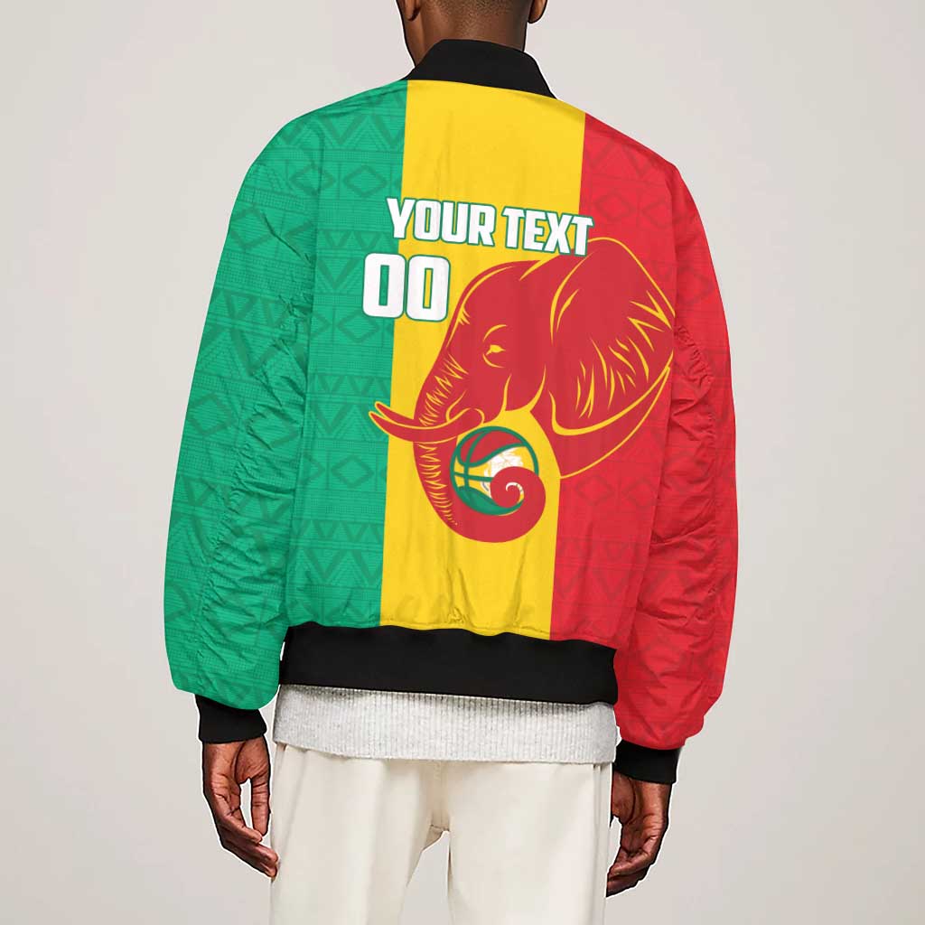 Afro Basketball Custom Guinea Sleeve Zip Bomber Jacket Syli Nationale African Pattern - African Pride