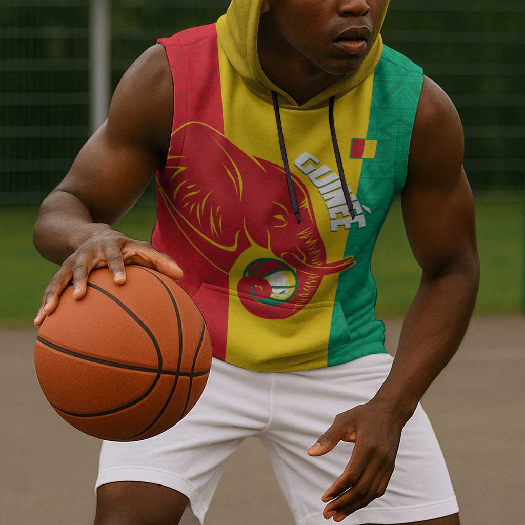Afro Basketball Custom Guinea Sleeveless Hoodie Syli Nationale African Pattern - African Pride