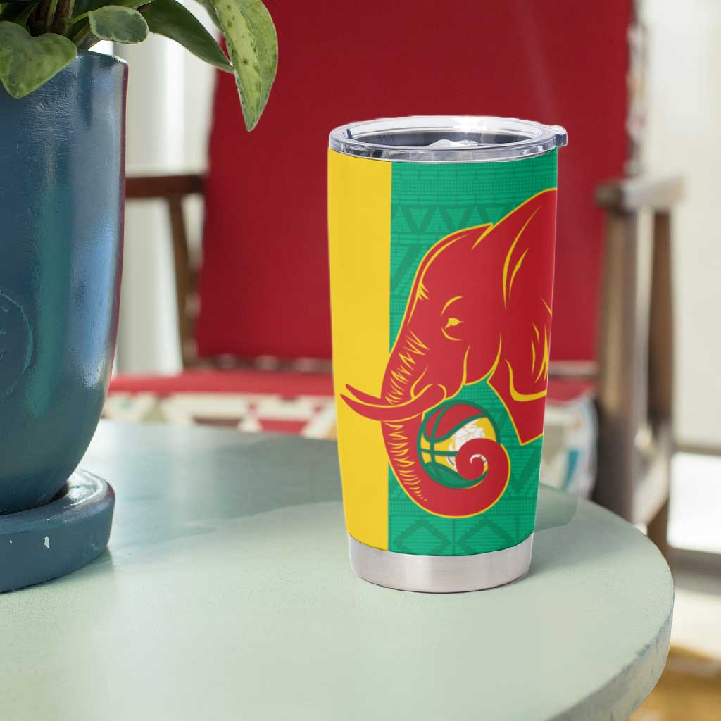 Afro Basketball Custom Guinea Tumbler Cup Syli Nationale African Pattern - African Pride