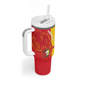 Afro Basketball Custom Guinea Tumbler With Handle Syli Nationale African Pattern - African Pride