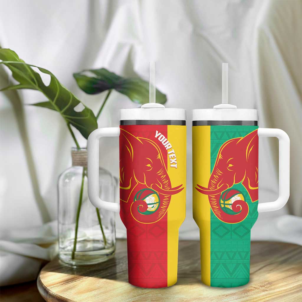 Afro Basketball Custom Guinea Tumbler With Handle Syli Nationale African Pattern - African Pride