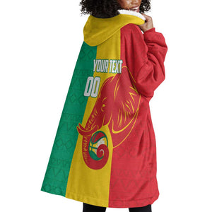 Afro Basketball Custom Guinea Wearable Blanket Hoodie Syli Nationale African Pattern - African Pride
