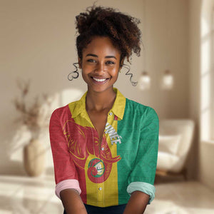 Afro Basketball Custom Guinea Women Casual Shirt Syli Nationale African Pattern - African Pride