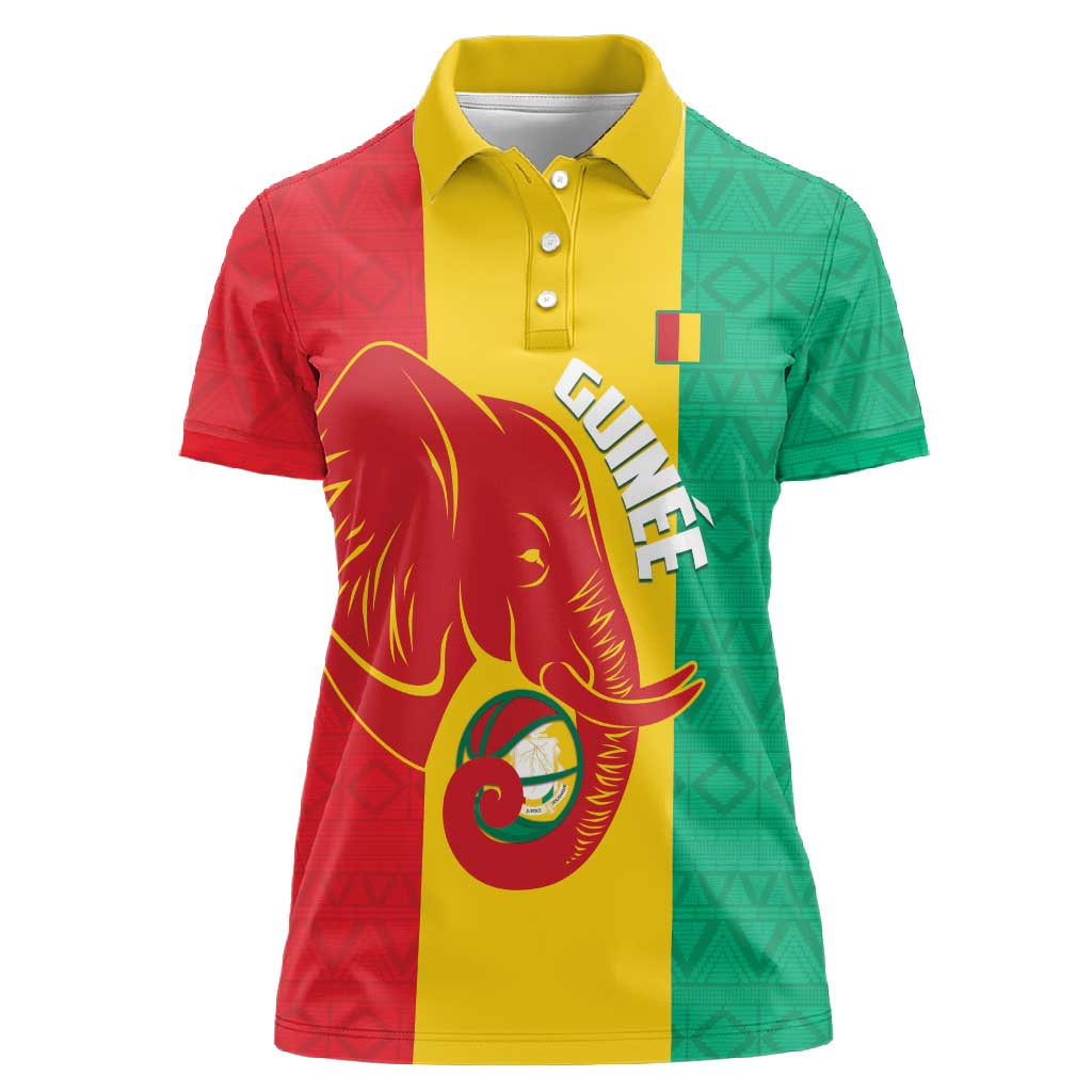 Afro Basketball Custom Guinea Women Polo Shirt Syli Nationale African Pattern - African Pride