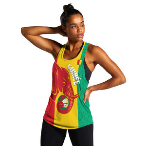 Afro Basketball Custom Guinea Women Racerback Tank Syli Nationale African Pattern - African Pride