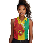 Afro Basketball Custom Guinea Women Sleeveless Polo Shirt Syli Nationale African Pattern - African Pride