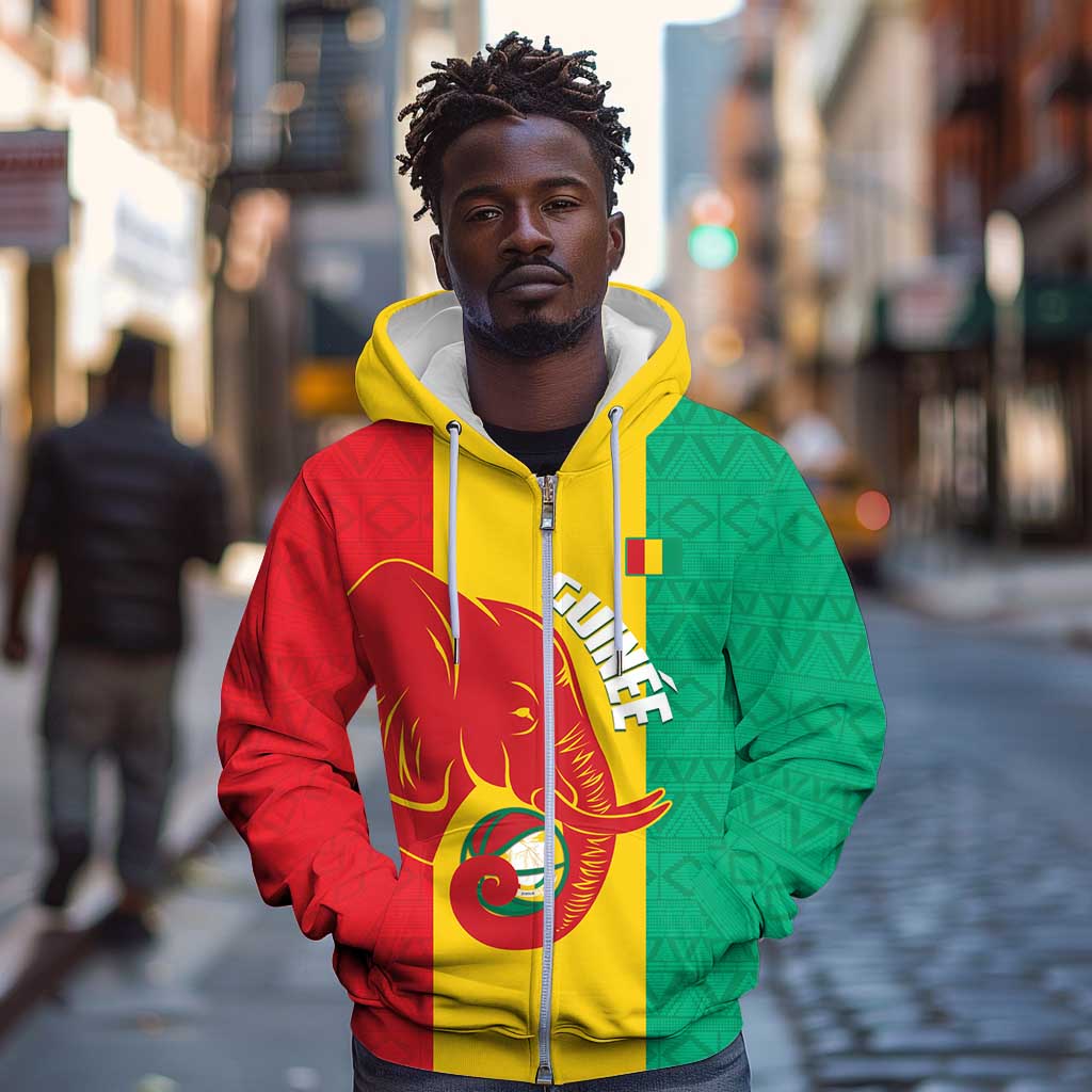 Afro Basketball Custom Guinea Zip Hoodie Syli Nationale African Pattern - African Pride