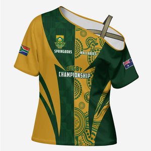 South Africa Australia Rugby Custom Cross Shoulder Shirt Springboks Wallabies Together