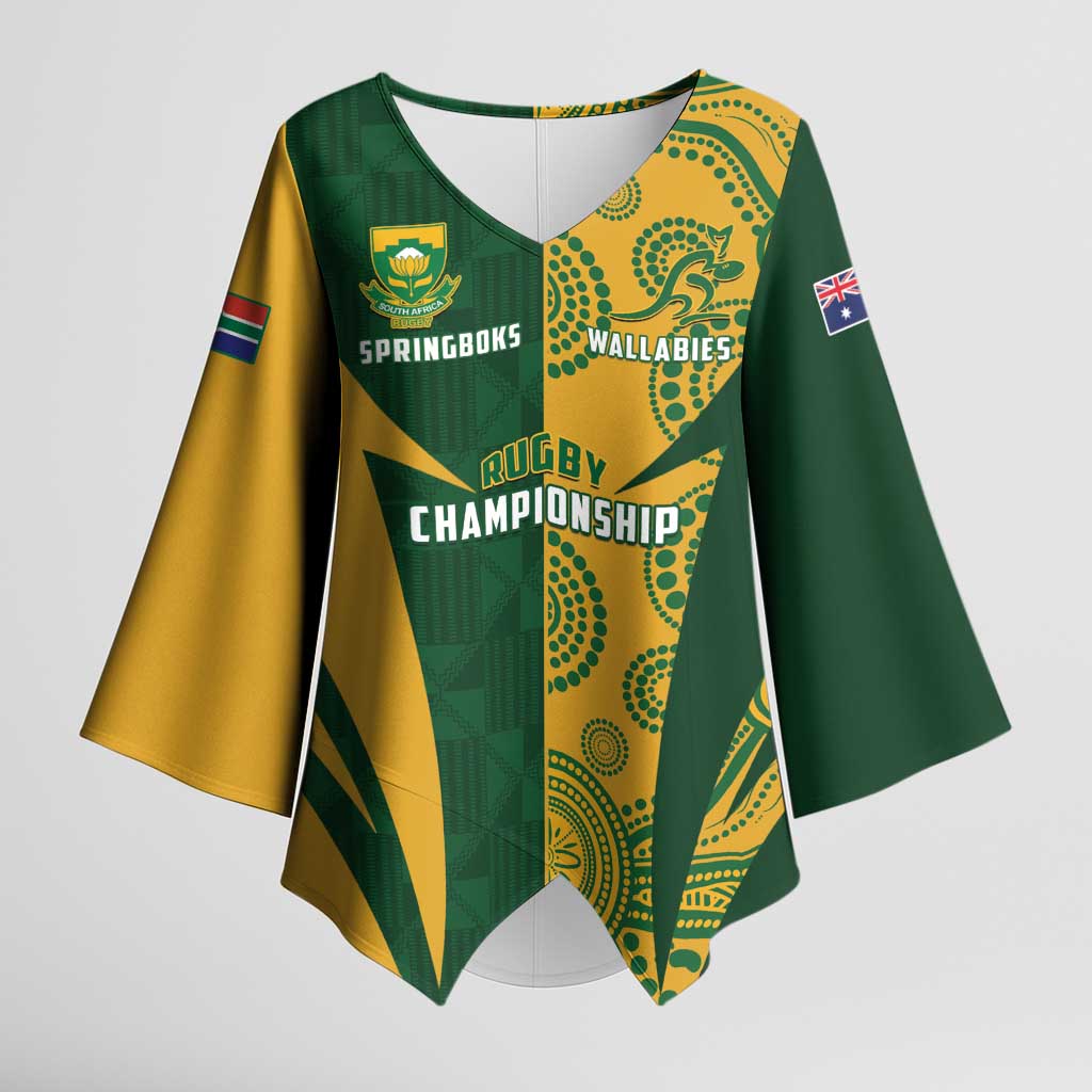 South Africa Australia Rugby Custom Kimono Sleeve Blouse Springboks Wallabies Together