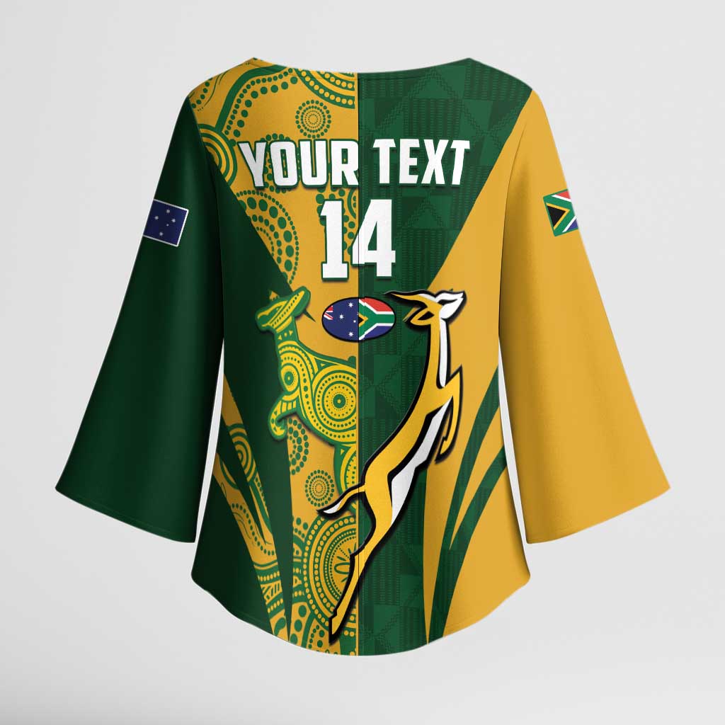 South Africa Australia Rugby Custom Kimono Sleeve Blouse Springboks Wallabies Together