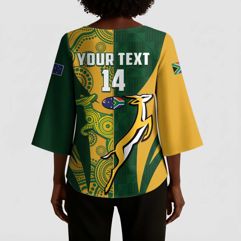 South Africa Australia Rugby Custom Kimono Sleeve Blouse Springboks Wallabies Together