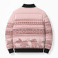 Pastel Pink Samoa Siapo Teuila Flowers Bomber Puffer Jacket