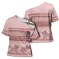Pastel Pink Samoa Siapo Teuila Flowers Cross Shoulder Shirt