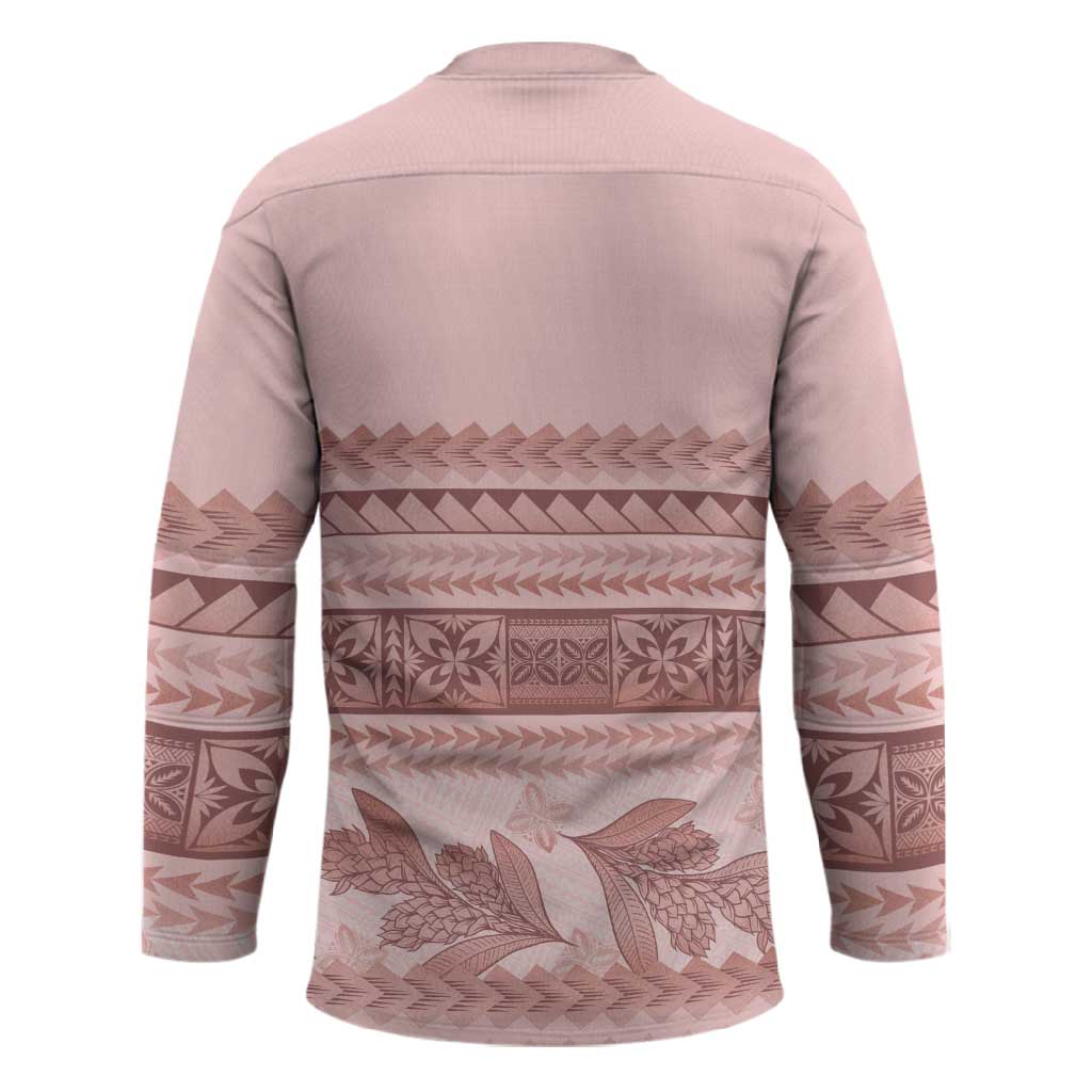 Pastel Pink Samoa Siapo Teuila Flowers Hockey Jersey