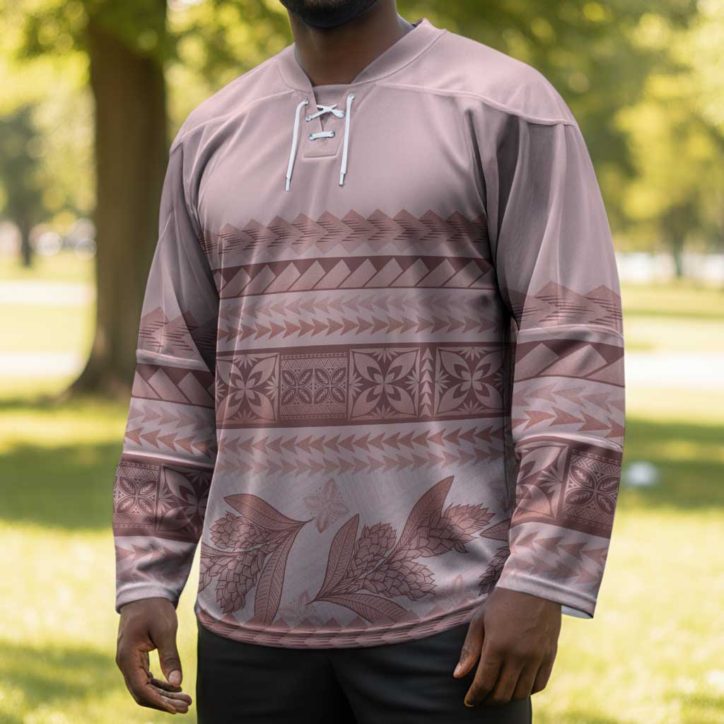 Pastel Pink Samoa Siapo Teuila Flowers Hockey Jersey