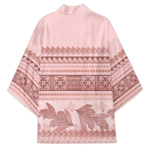 Pastel Pink Samoa Siapo Teuila Flowers Kimono