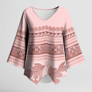 Pastel Pink Samoa Siapo Teuila Flowers Kimono Sleeve Blouse