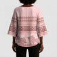 Pastel Pink Samoa Siapo Teuila Flowers Kimono Sleeve Blouse