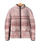 Pastel Pink Samoa Siapo Teuila Flowers Padded Jacket