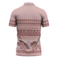 Pastel Pink Samoa Siapo Teuila Flowers Zipper Polo Shirt