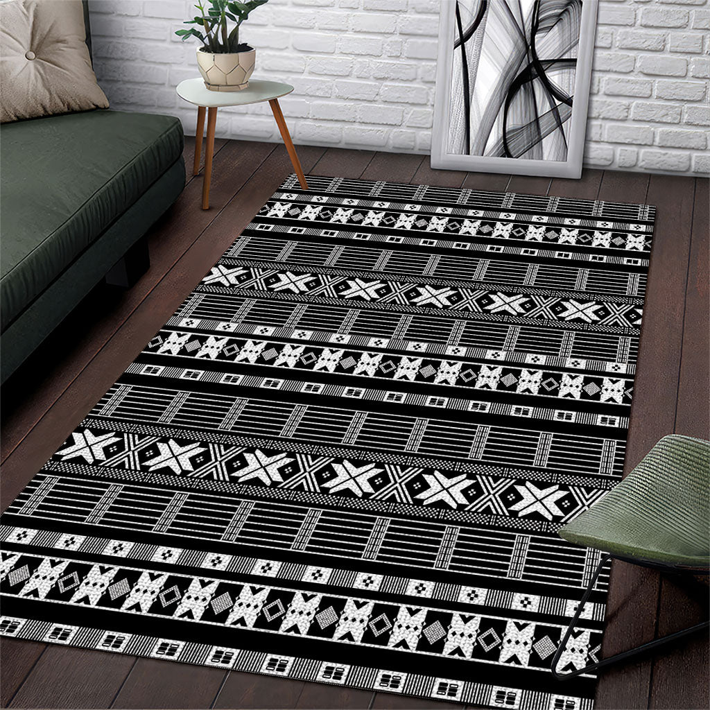 Pano De Terra Motifs Cabo Verde Area Rug Black Color