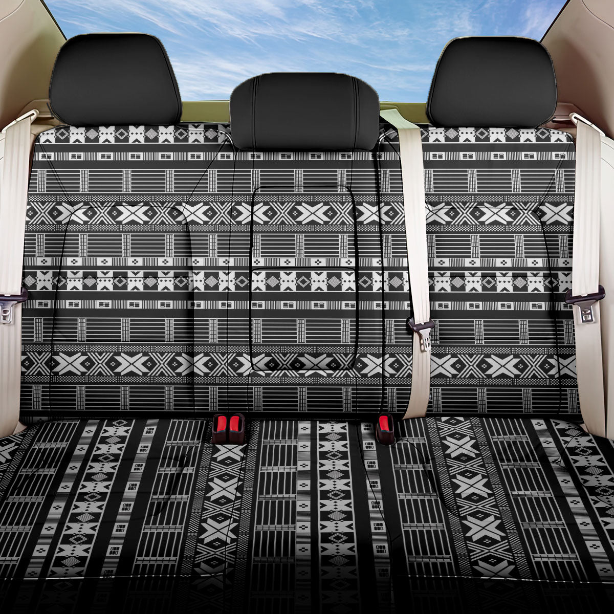 Pano De Terra Motifs Cabo Verde Back Car Seat Cover Black Color