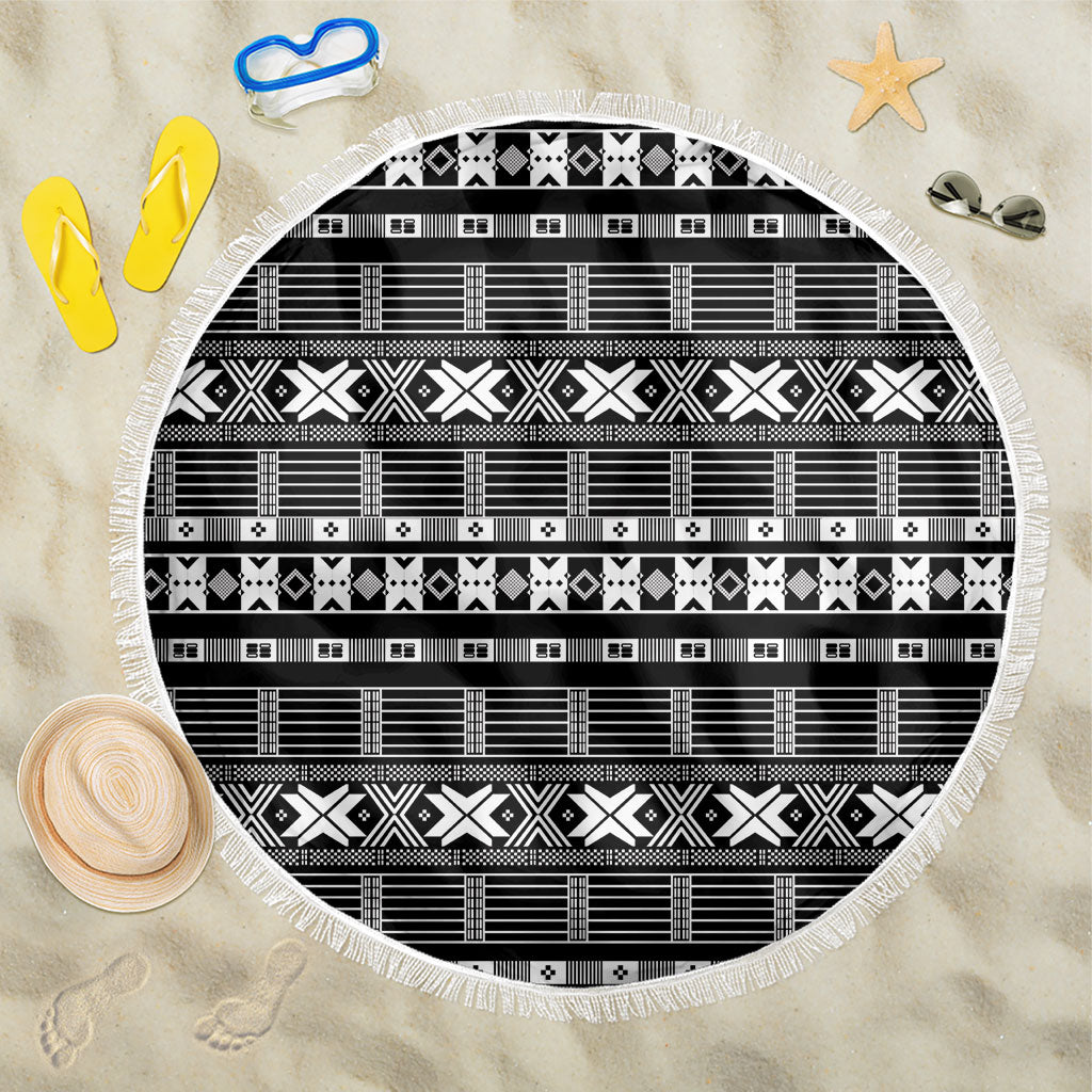 Pano De Terra Motifs Cabo Verde Beach Blanket Black Color