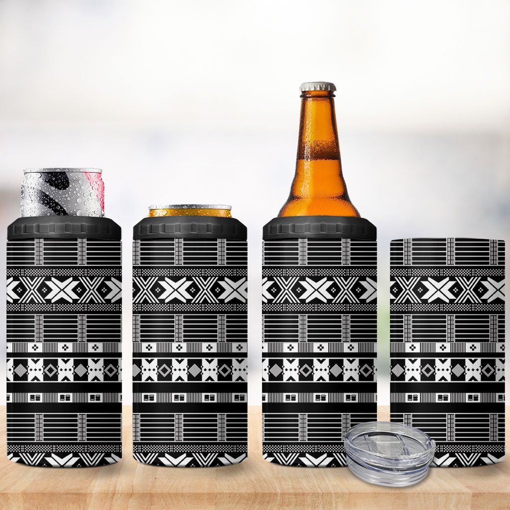 Pano De Terra Motifs Cabo Verde 4 in 1 Can Cooler Tumbler Black Color
