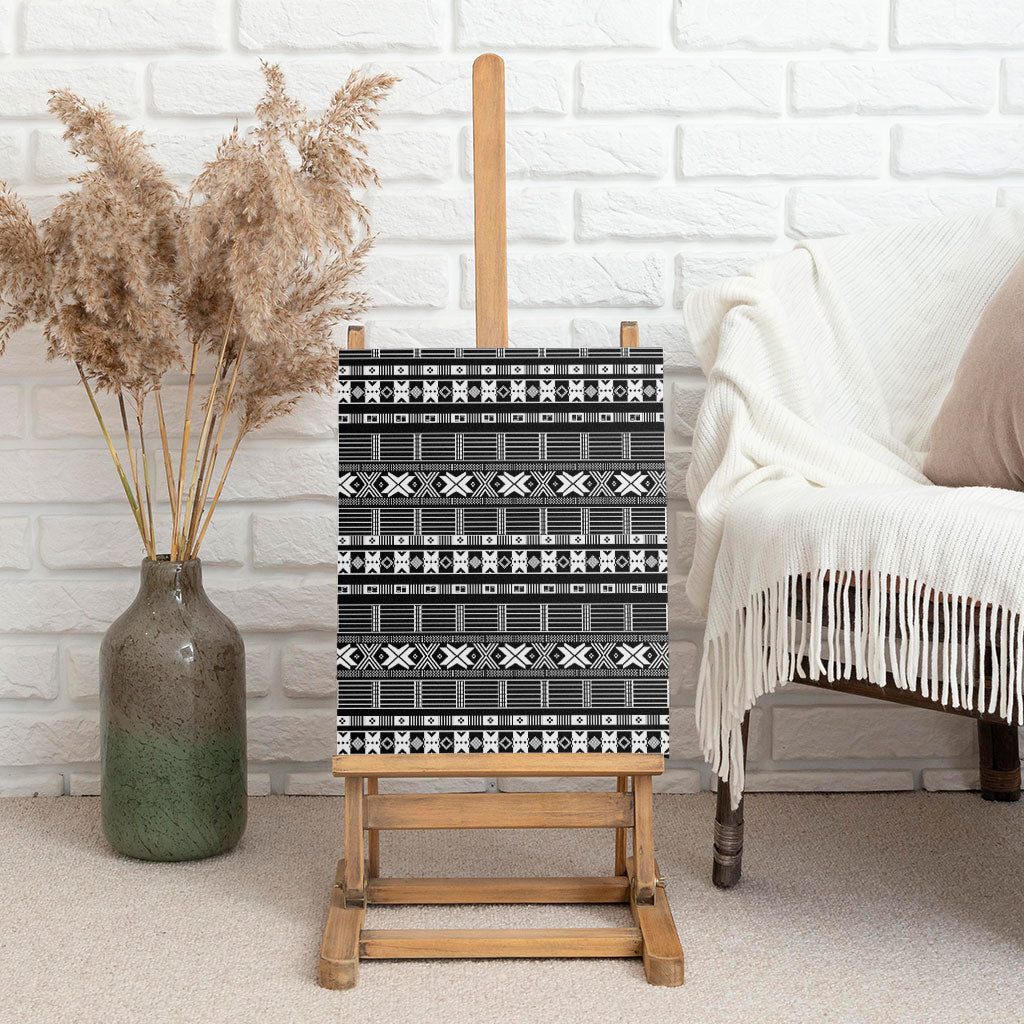 Pano De Terra Motifs Cabo Verde Canvas Wall Art Black Color