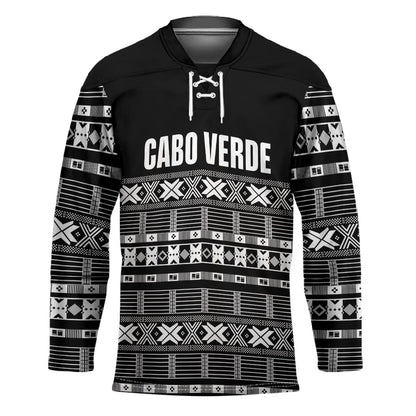 Pano De Terra Motifs Cabo Verde Hockey Jersey Black Color