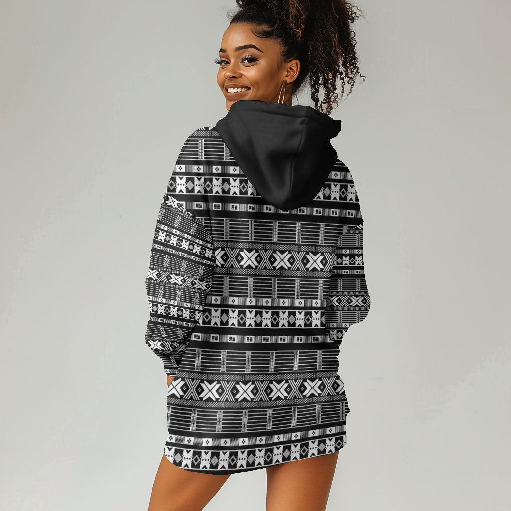 Pano De Terra Motifs Cabo Verde Hoodie Dress Black Color