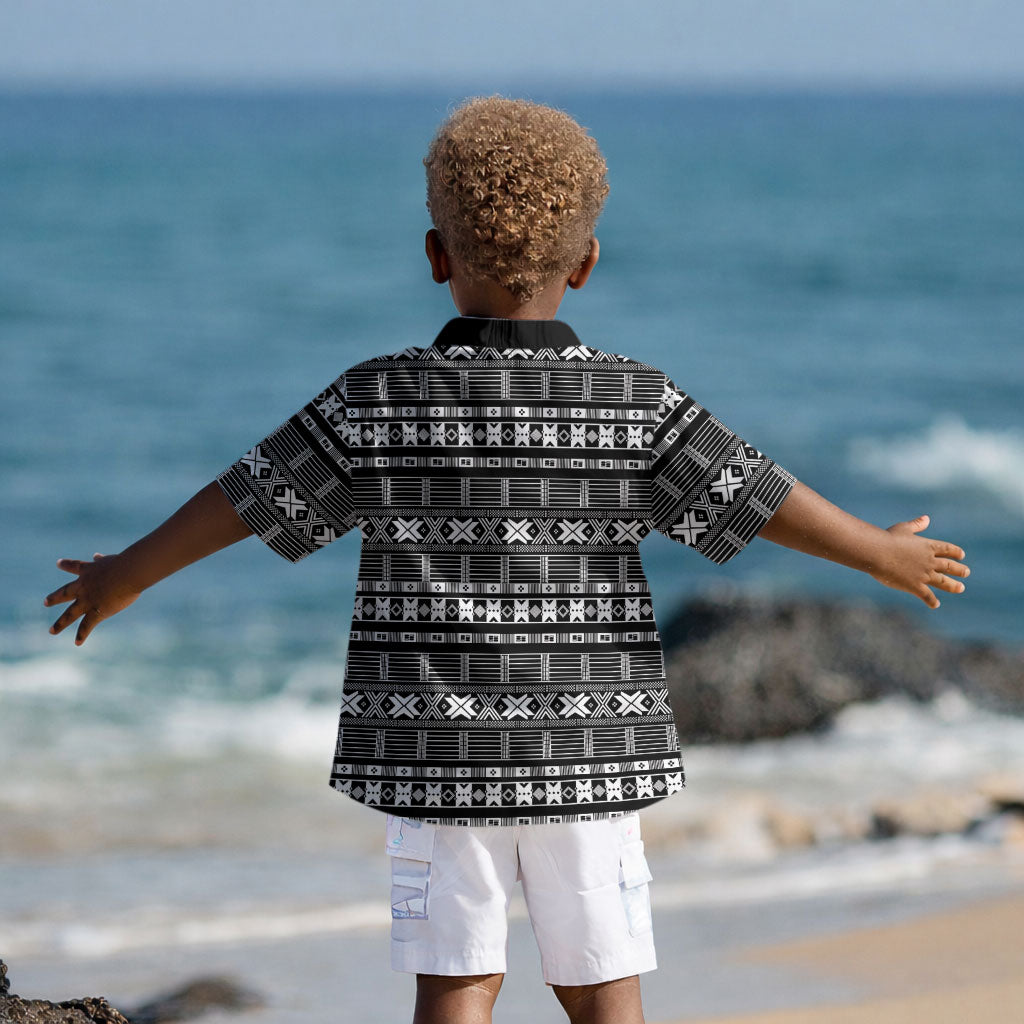 Pano De Terra Motifs Cabo Verde Kid Hawaiian Shirt Black Color