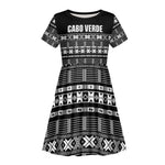 Pano De Terra Motifs Cabo Verde Kid Short Sleeve Dress Black Color