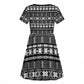 Pano De Terra Motifs Cabo Verde Kid Short Sleeve Dress Black Color
