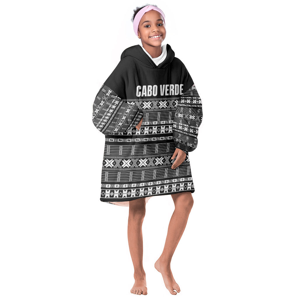 Pano De Terra Motifs Cabo Verde Kid Wearable Blanket Hoodie Black Color